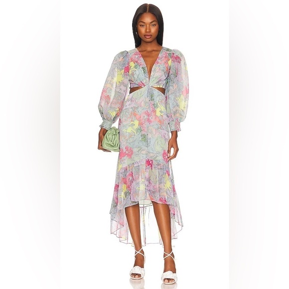 NWT $695 Alice + Olivia Katia Twist Maxi Dress in Lola's Dream - Revolve